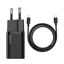 Chargeur Rapide Baseus USB-C 20W + Cable Lightning Noir